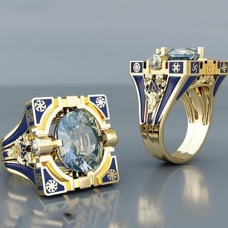 Squeare Blue stone Ring