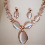 Big Opal Pendant Rosegold Jewelry Set