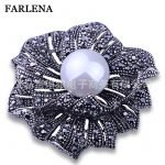 Oxidize big flower brooch with pearl