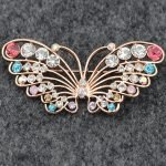 Flying butterfly brooch with multicolor rhinestone