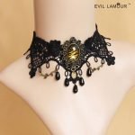 Black Lace Chocker With big Stone