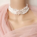 White Pearl Floral Lace Chocker