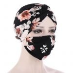 Flower printed Turban/Cap with matching Mask