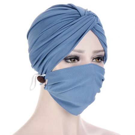 Twisted Linen Turban/ Cap with matching Mask