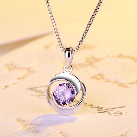S925 Rose pendant crystal Necklace