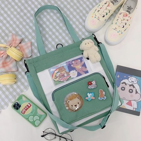 Multipostion Cartoon Big pocket canvas bag