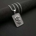 Men Necklace with rectengular dollar sign pendant