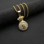 Men necklace with money pouch pendant