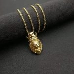 Men necklace with lion design pendant
