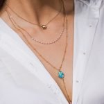 Multilayer necklace with green stone