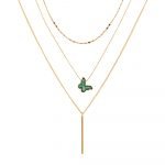 Multilayer green butterfly necklace