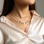 Multilayer pink butterfly necklace