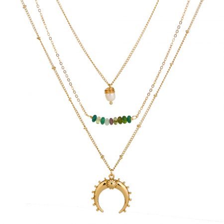 Multilayer moon pendant necklace