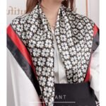Four leaf clove print silky square scarf