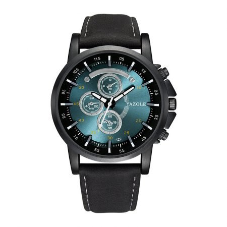 Yazole 322 leather belt sports watch for men