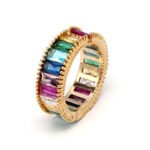 Resizable open crystal rainbow ring