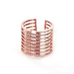 Wide hollow resizable ring with rhinestone line