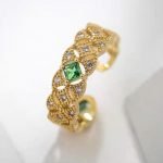 Open back hollow emarald ring for girls