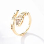 Resizable snake design ring with rhinestone