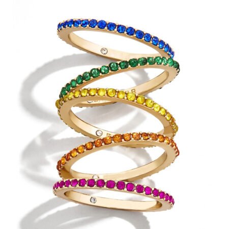 Slim stone inlaid ring for girls
