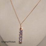 Oubi Yabi rhinestone pendulam slim necklace