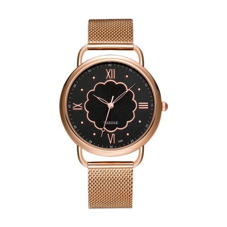 Yazole 399 Steel mesh flower dial watch for women