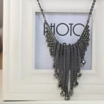Oubi Yabi metal tassel rhinestone necklace