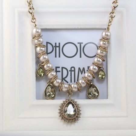 Oubi Yebi pearl beed green moss stone necklace