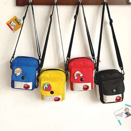 Compact seseme street canvas cosmetic bag