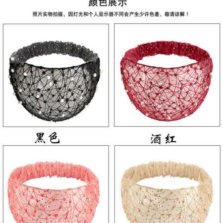 Pearl body spider net wide brimmed Scarf / Headband