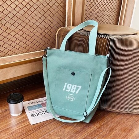 Stylish Year text canvas shoulder bag