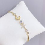 Sea theme adjustable bracelet with rhinestone