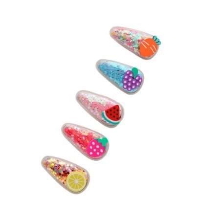 Children's Glittery fruity hair side clip 5 pcs set