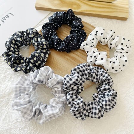 Colored theme crunchy fluffy hairband 5 pcs set