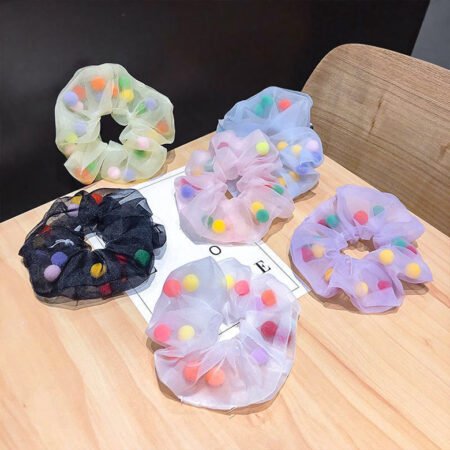 Soft net cute ring hairband with color ball inside