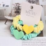 Crunchy hairband with heart pendant 2 pcs set