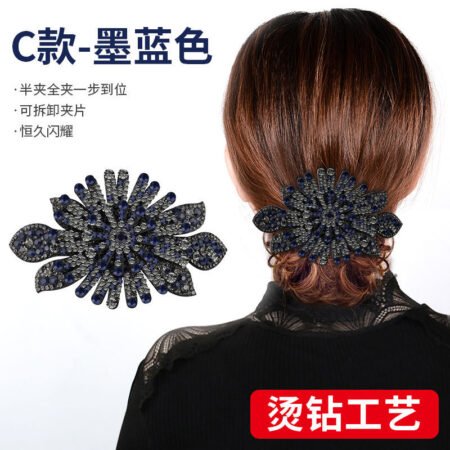Metal clasp floral star hairclip with stone