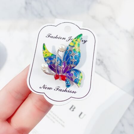 Nature multicolor brooches with pearl and rhinstone