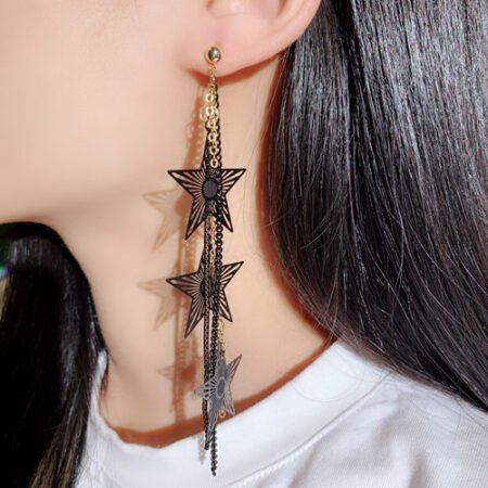 Star tassel long earring
