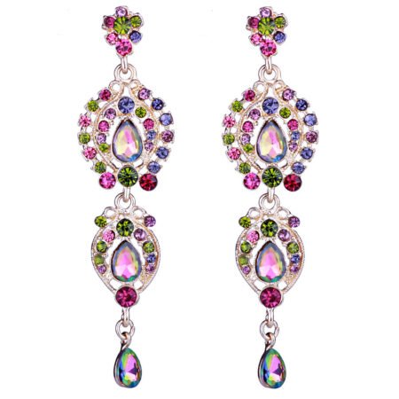 Waterdrop long earring with stone