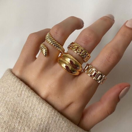 Wide unisex ring set of 4 pcs