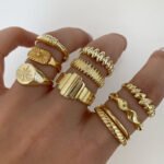 Wide unisex ring set of 10 pcs