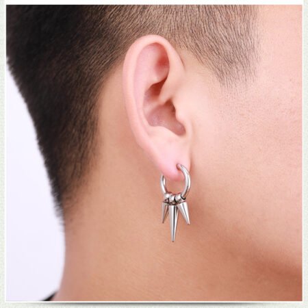Triple point cone titanium earring