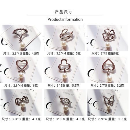 Hollow brooches with pearl pendant