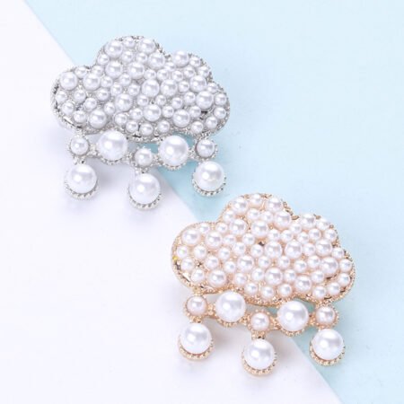 Cloud shaped pearl brooches