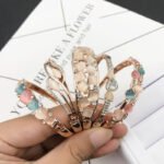 Opal and rhinestone fixed length bracelet