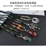Versatile retro bead long necklace