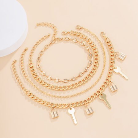 Multilayer key lock anklet for woment