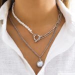 Double layer pear beaded necklace