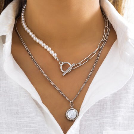 Double layer pear beaded necklace